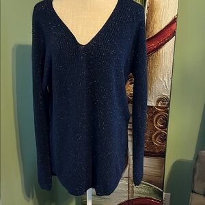 a.n.a Deep Blue V-Neck Women's Sweater, Size XL